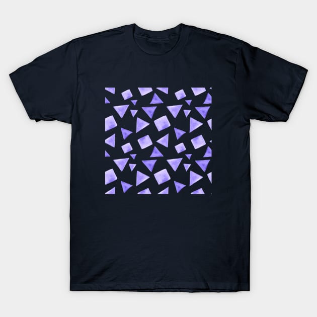 Seamless Geometric Pattern Triangles and squares Purple T-Shirt by KateQR